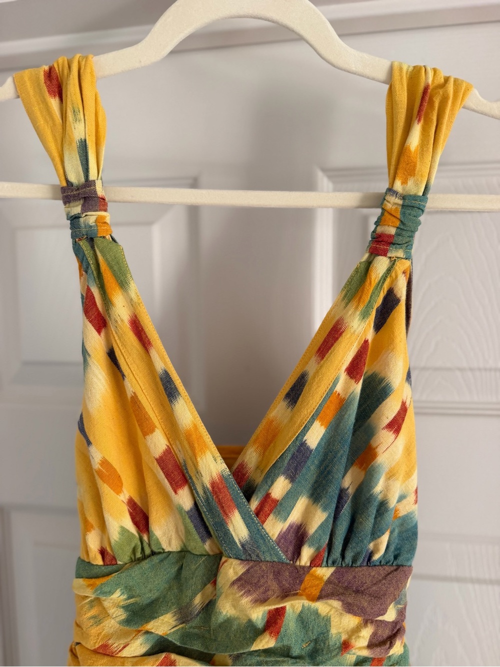 MARC JACOBS Yellow, Green, Autumn Orange 100% Cotton Swing Dress, Tie Back Sz 10 - Picture 5 of 16